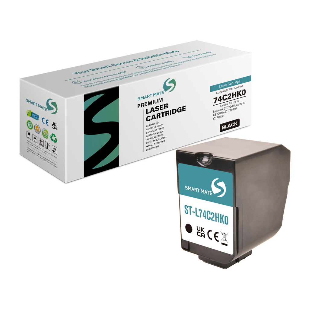 SMART MATE Remanufactured Lexmark 74C2HK0 Toner Black