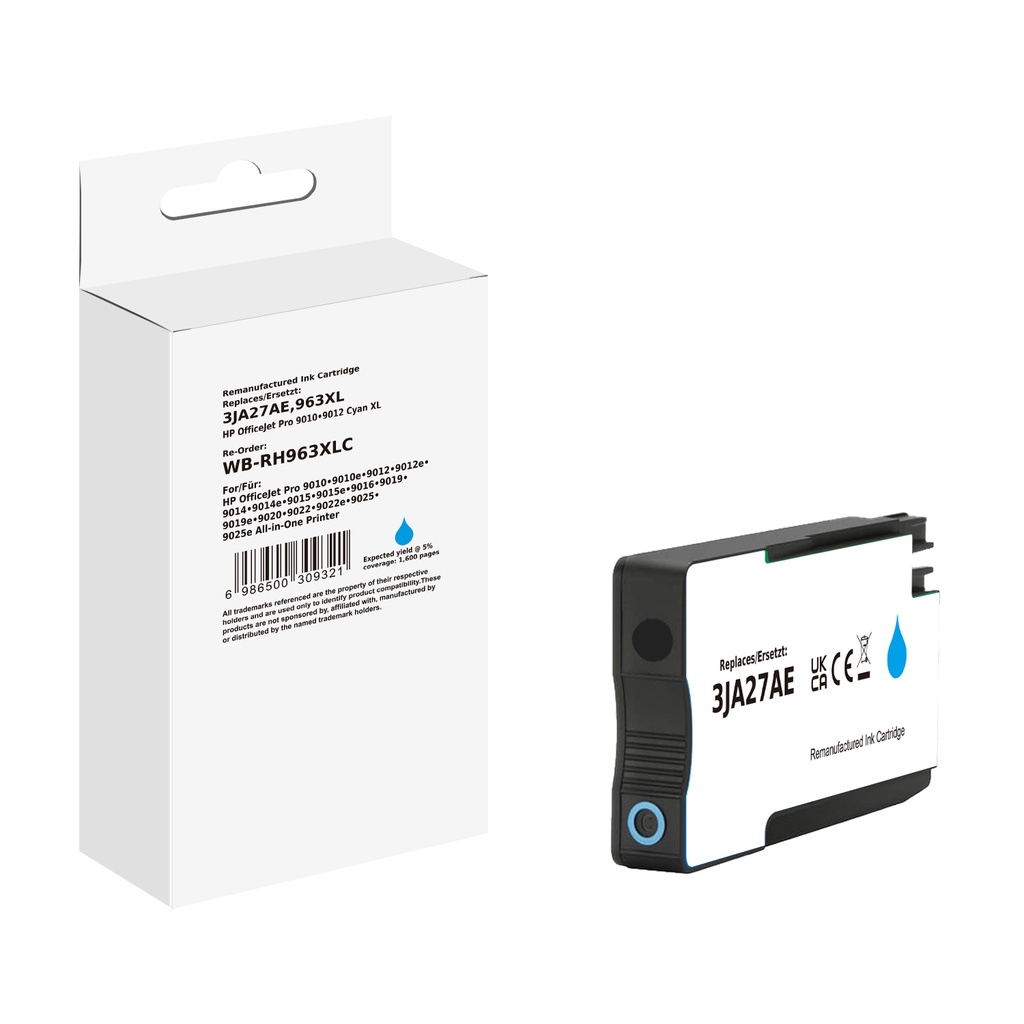 White Box Standard Remanufactured HP 963XL (3JA27AE) Inkjet Cartridge Cyan