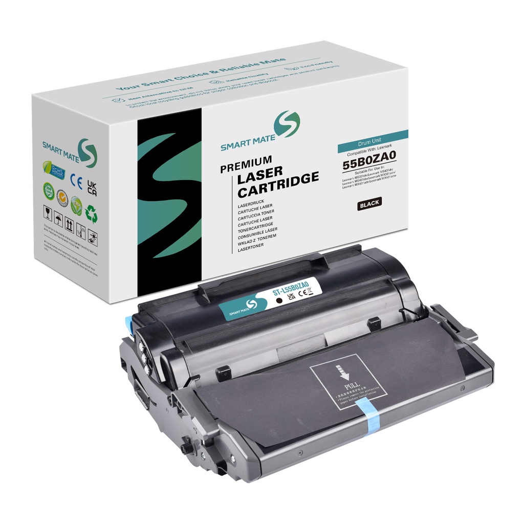 SMART MATE Remanufactured Lexmark 55B0ZA0 Drum Unit Mono