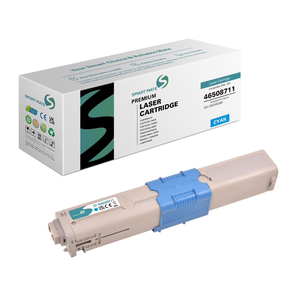 SMART MATE Remanufactured OKI 46508711 Toner Cyan