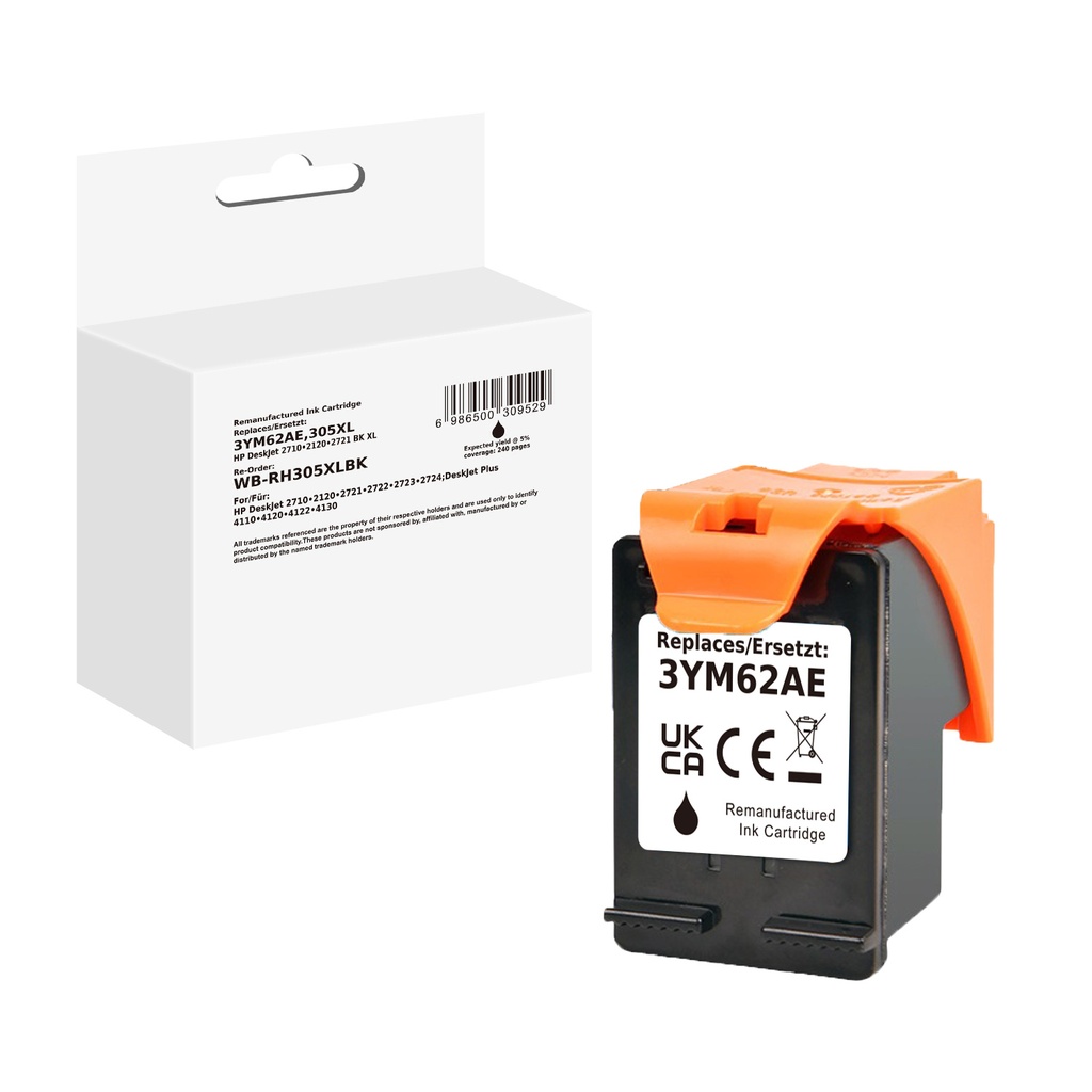 White Box Standard Remanufactured HP 3YM62AE (305XL) Inkjet Cartridge Black