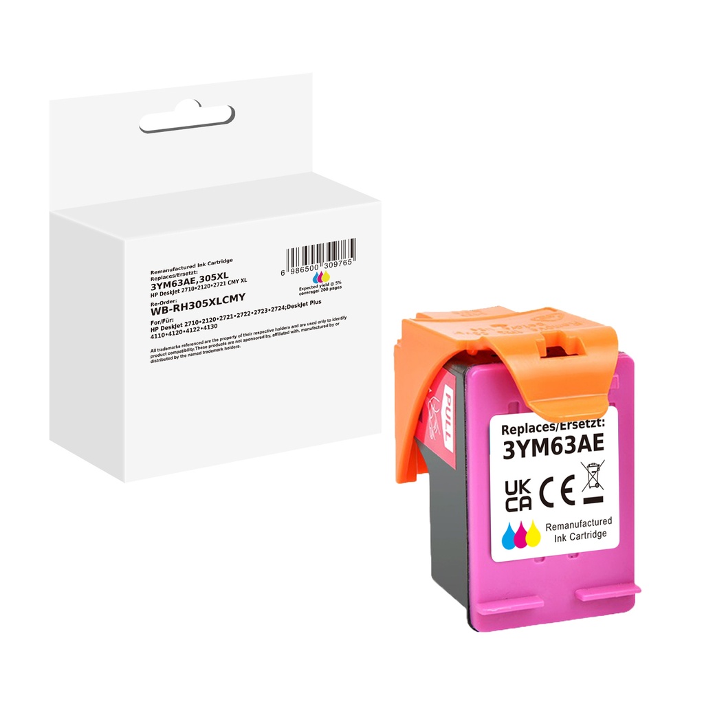 White Box Standard Remanufactured HP 3YM63AE (305XL) Inkjet Cartridge Cyan/Magenta/Yellow