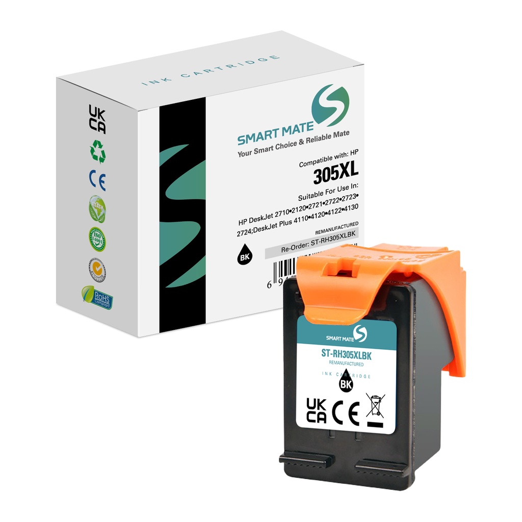 SMART MATE Remanufactured HP 3YM62AE (305XL) Inkjet Cartridge Black